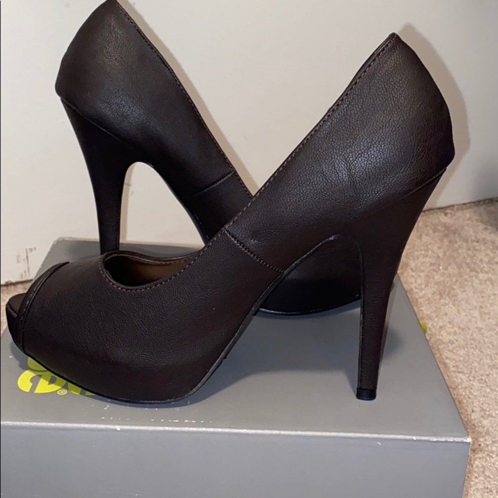 Brown high heels